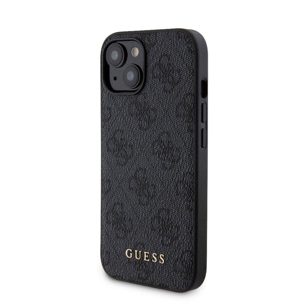 Apple iPhone 15 Kılıf Guess Orjinal Lisanslı M-safe Şarj Özellikli Yazı Logolu 4G Desenli Kapak + Powerbank 5000mAh 2in1 Set