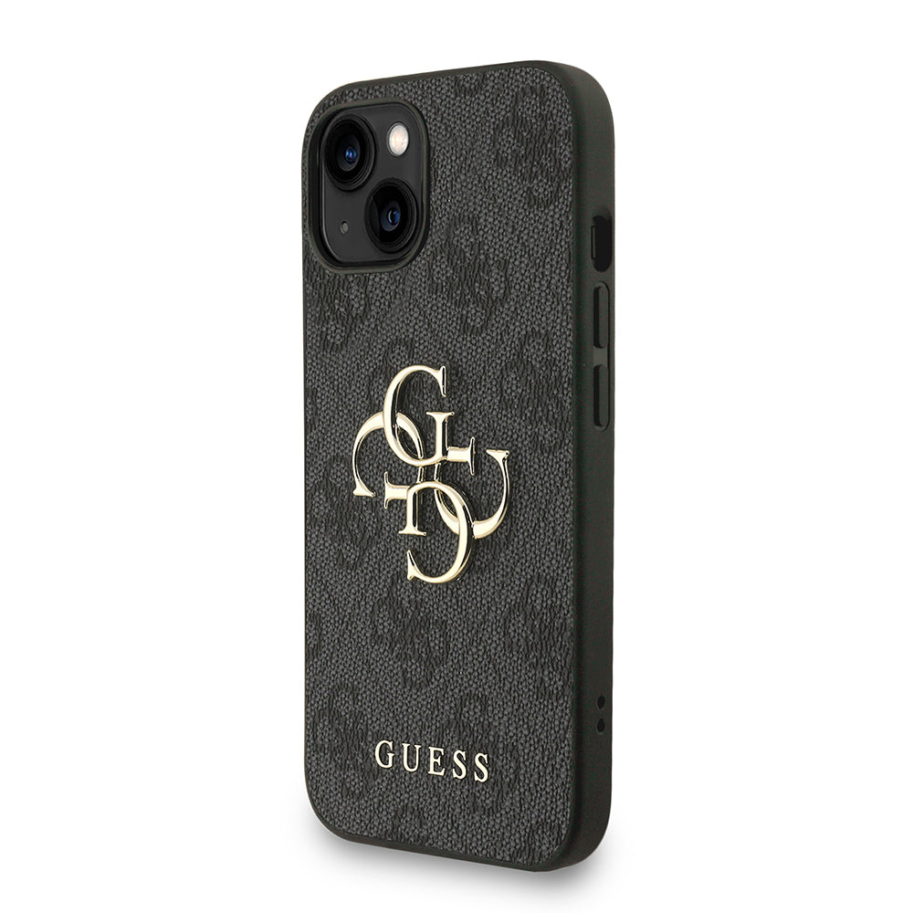 Apple iPhone 15 Kılıf Guess Orjinal Lisanslı PU Deri Bilek Askı İpli Metal Büyük 4G ve Yazı Logolu Kapak