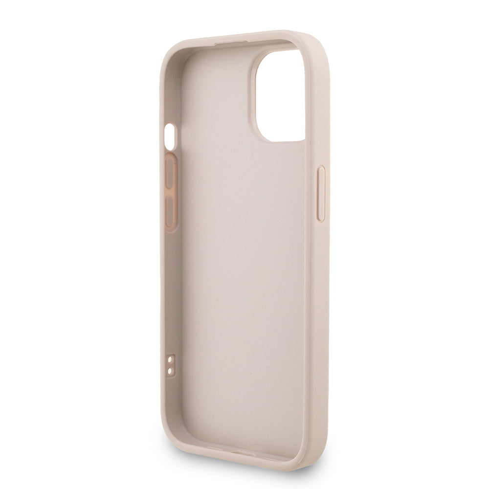 Apple iPhone 15 Kılıf Guess Orjinal Lisanslı PU Deri Bilek Askı İpli Metal Büyük 4G ve Yazı Logolu Kapak