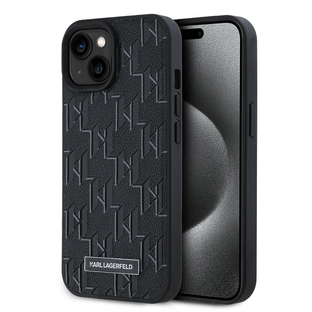 Apple iPhone 15 Kılıf Karl Lagerfeld Orjinal Lisanslı M-safe Şarj Özellikli KL Yazılı Hot Stamp Kapak