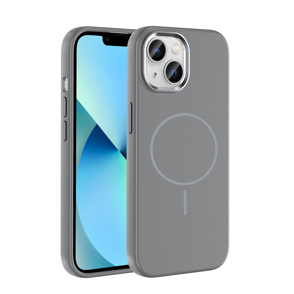 Apple iPhone 15 Kılıf M-Safe Şarj Özellikli Metal Kamera Çerçeveli Zore Edi Silikon Kapak