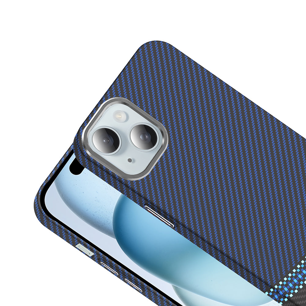 Apple iPhone 15 Kılıf M-safe Şarj Özellikli Karbon Fiber Görünümlü Zore Gros Kapak