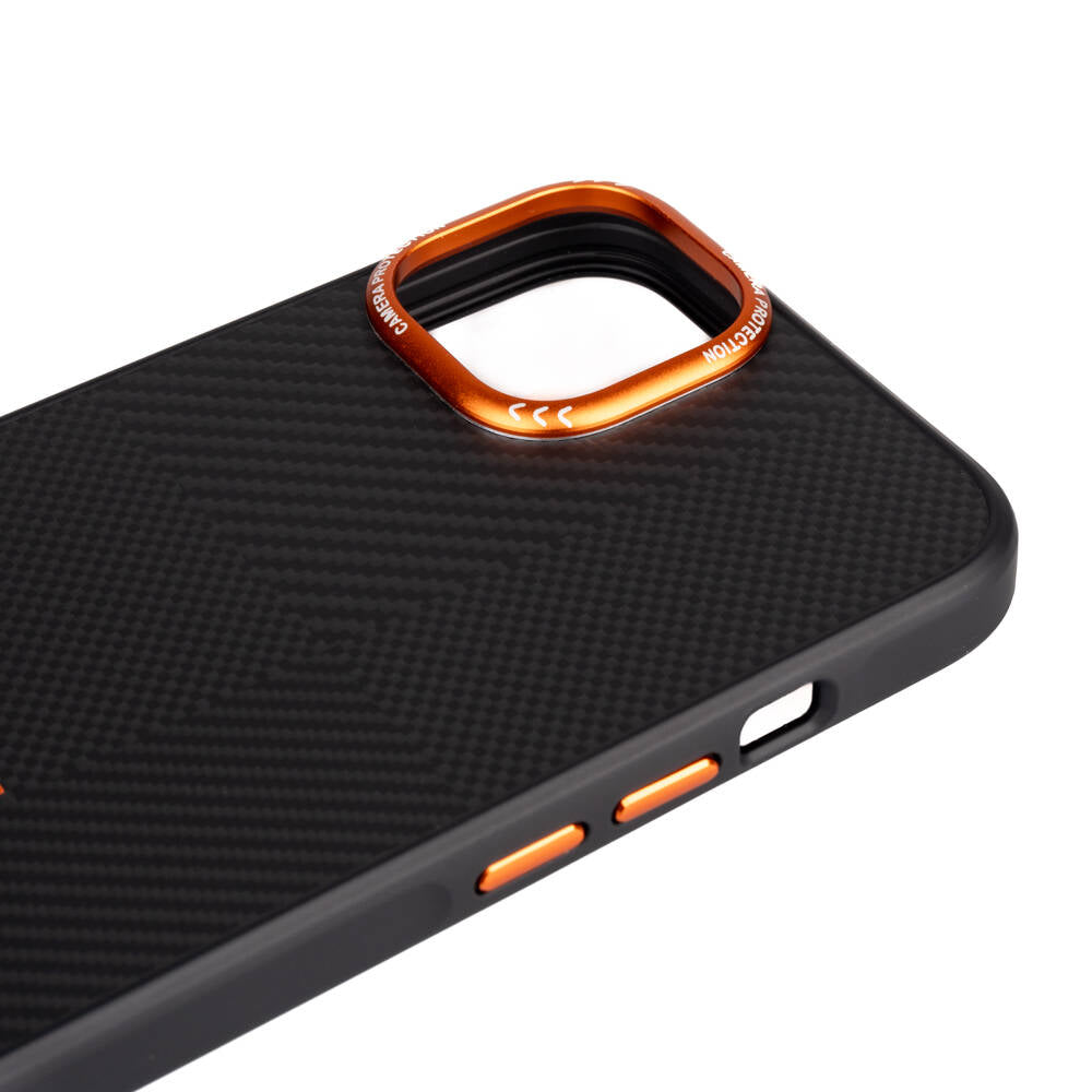 Apple iPhone 15 Kılıf M-safe Şarj Özellikli Karbon Fiber Görünümlü Zore Kamp Kapak