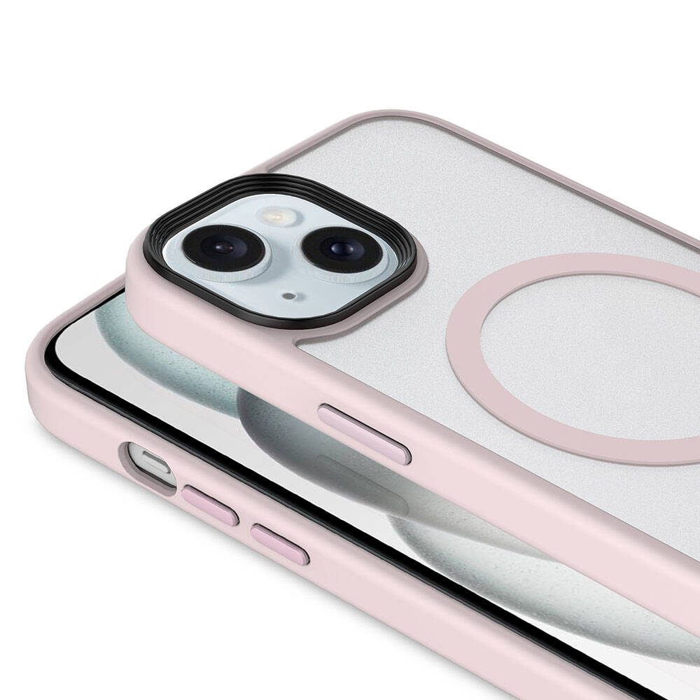Apple iPhone 15 Kılıf Mat Arka Yüzey Wireless Şarj Özellikli Zore Flet M-safe Kapak