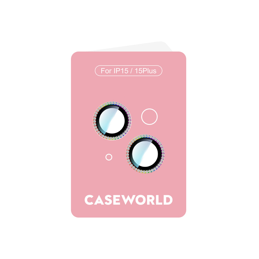 Apple iPhone 15 Plus CaseWorld Alloy Sparkling Diamond Serisi Taşlı Lens Koruyucu