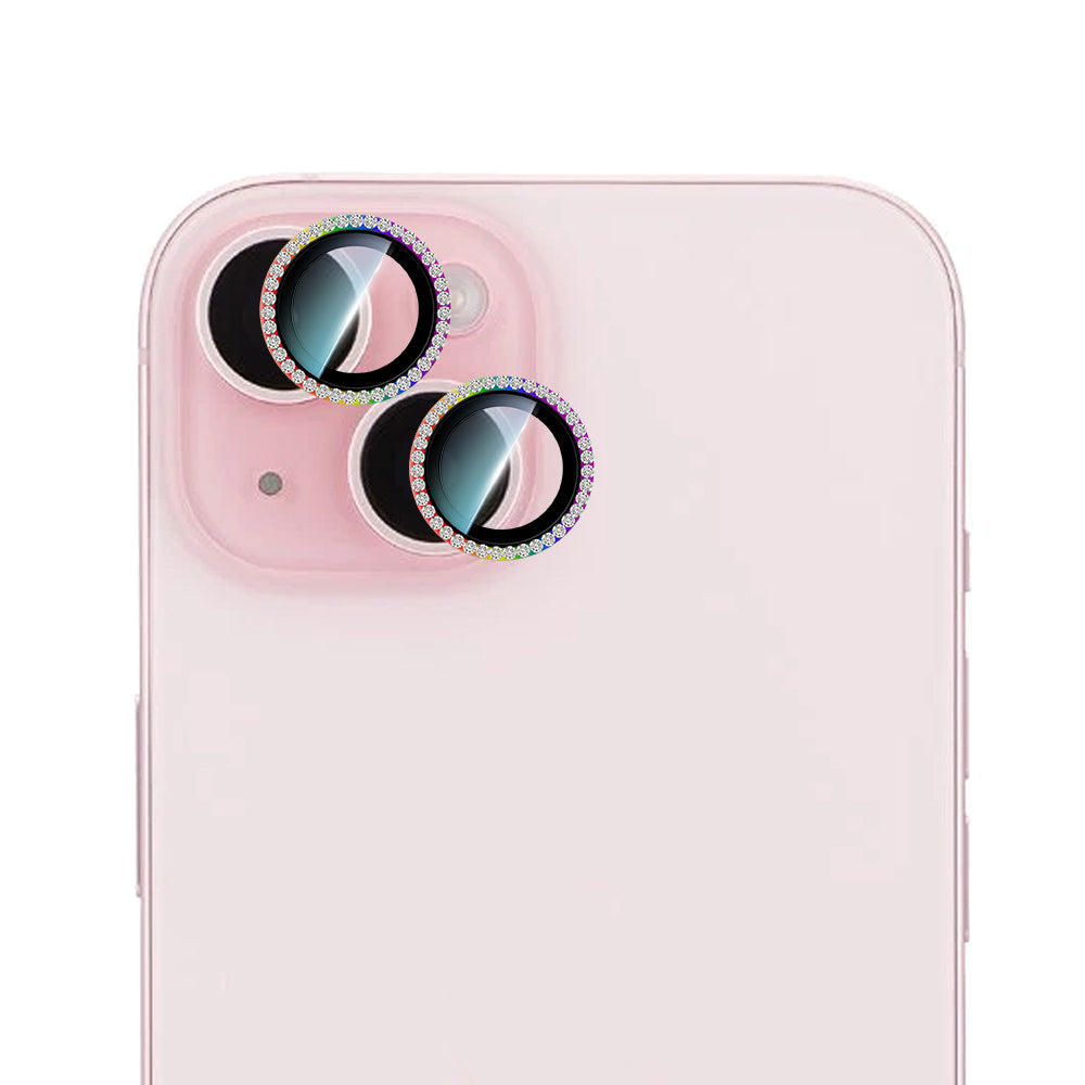 Apple iPhone 15 Plus CaseWorld Alloy Sparkling Diamond Serisi Taşlı Lens Koruyucu