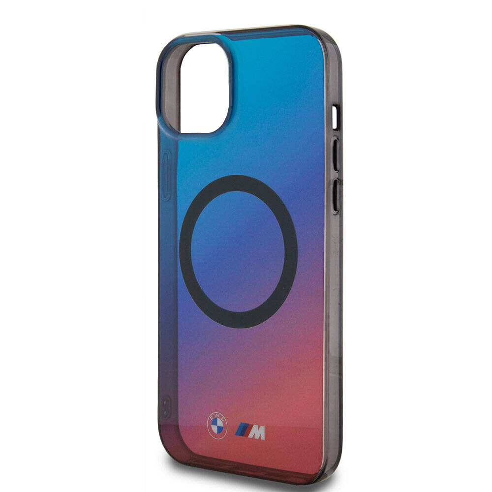 Apple iPhone 15 Plus Kılıf BMW M-safe Şarj Özellikli Transparan Renk Geçişli Dizayn Orjinal Lisanslı Kapak