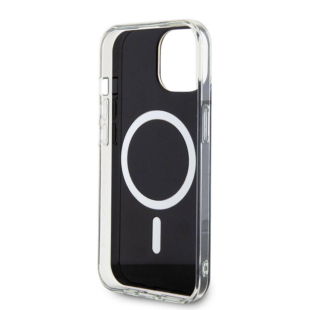 Apple iPhone 15 Plus Kılıf Guess Orjinal Lisanslı M-safe Şarj Özellikli Yazı Logolu Iridescent Kapak