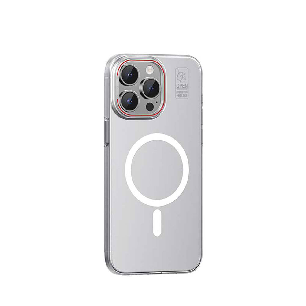 Apple iPhone 15 Plus Kılıf M-safe Şarj Özellikli Standlı Metal Kamera Çerçeveli Mat Recci Glaze Serisi Kapak