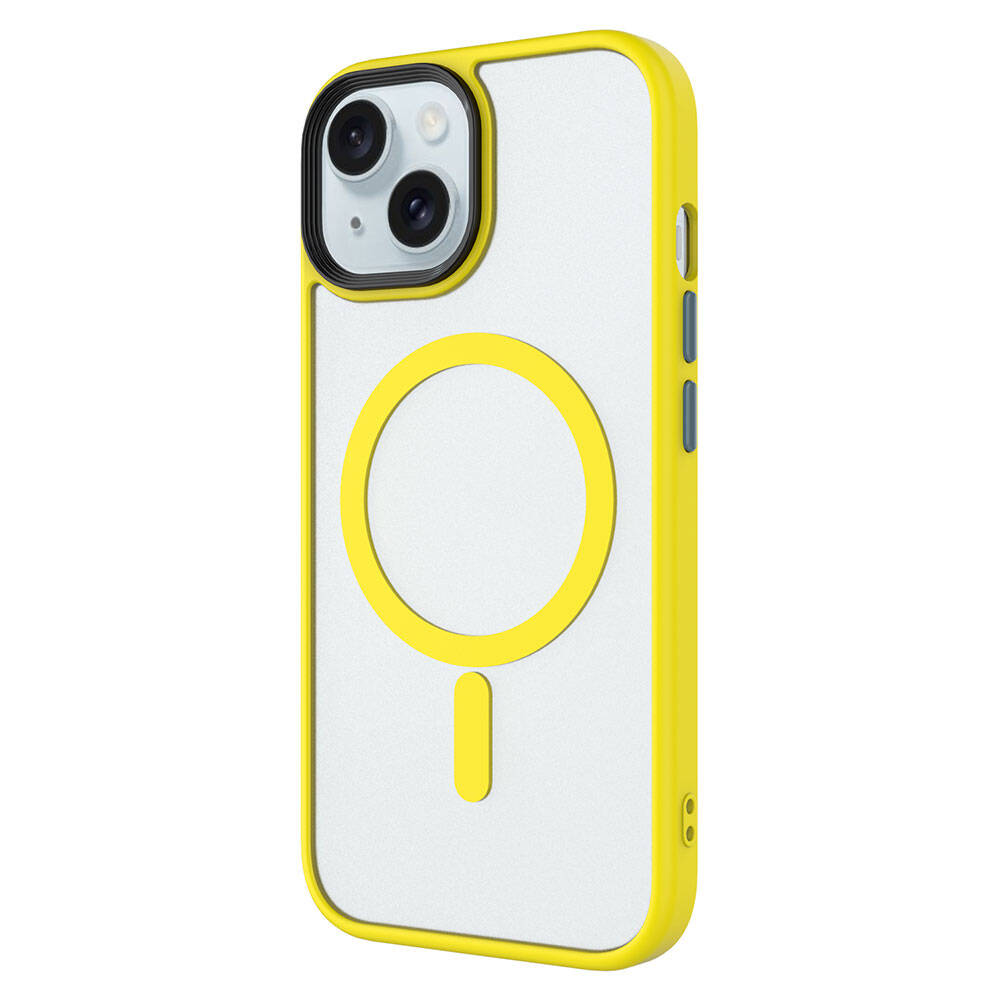 Apple iPhone 15 Plus Kılıf Mat Arka Yüzey Wireless Şarj Özellikli Zore Flet M-safe Kapak