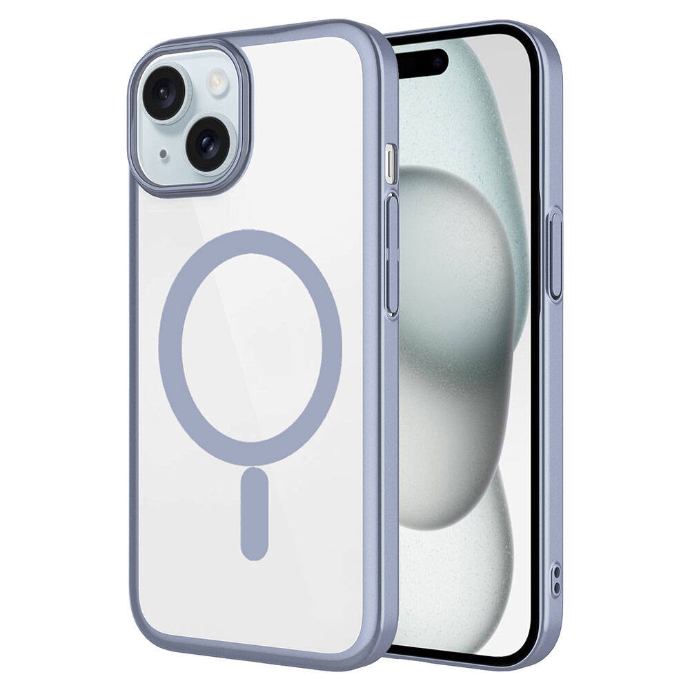 Apple iPhone 15 Plus Kılıf Wireless Şarj Özellikli Sert PC Zore Mat Riksos M-safe Kapak