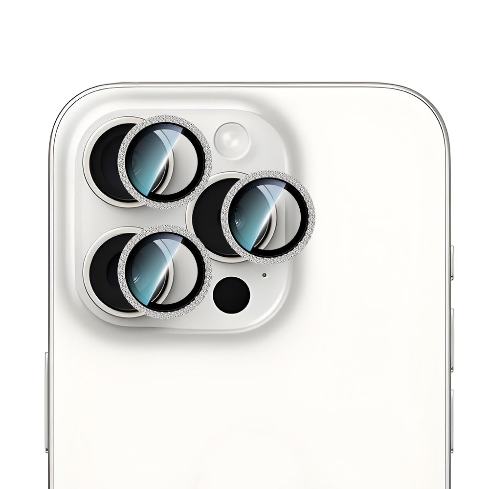 Apple iPhone 15 Pro CaseWorld Alloy Sparkling Diamond Serisi Taşlı Lens Koruyucu