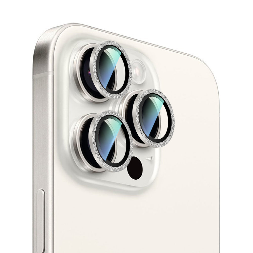 Apple iPhone 15 Pro CaseWorld Alloy Sparkling Diamond Serisi Taşlı Lens Koruyucu