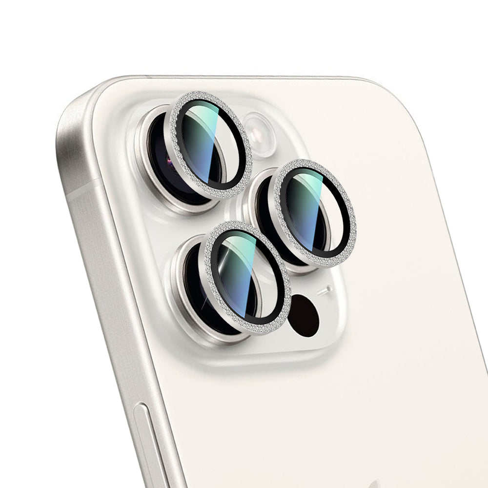 Apple iPhone 15 Pro CaseWorld Alloy Sparkling Diamond Serisi Taşlı Lens Koruyucu