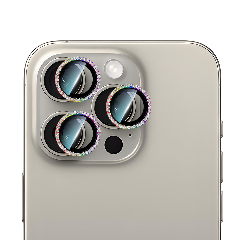 Apple iPhone 15 Pro CaseWorld Alloy Sparkling Diamond Serisi Taşlı Lens Koruyucu