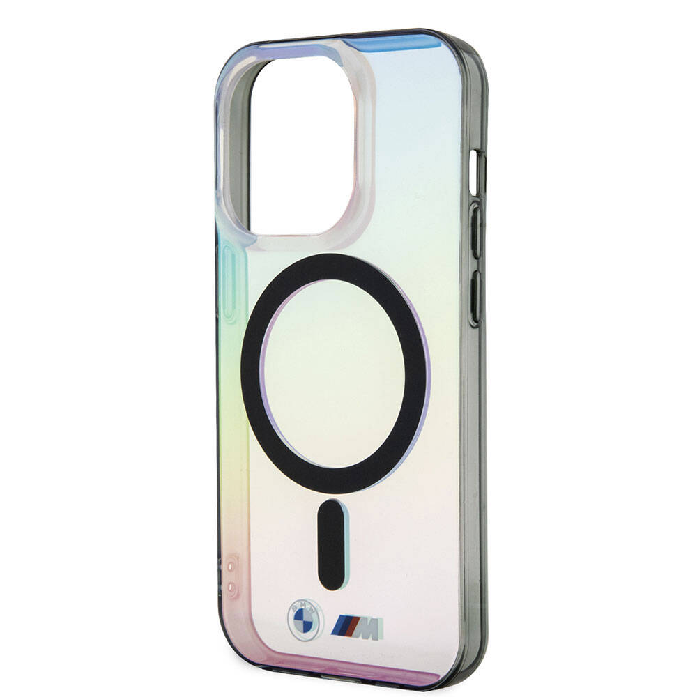 Apple iPhone 15 Pro Kılıf BMW M-safe Şarj Özellikli Transparan Renk Geçişli Iridescent Orjinal Lisanslı Kapak