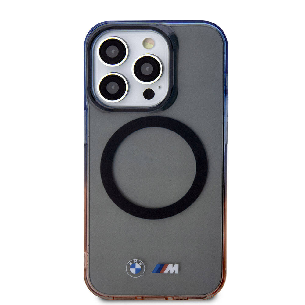 Apple iPhone 15 Pro Kılıf BMW M-safe Şarj Özellikli Transparan Renkli Çerçeveli Orjinal Lisanslı Kapak