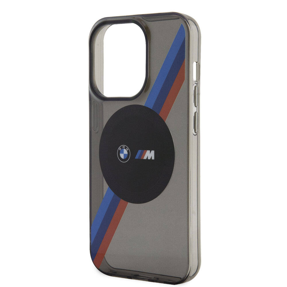 Apple iPhone 15 Pro Kılıf BMW M-safe Şarj Özellikli Transparan Tricolor Stripes Orjinal Lisanslı Kapak