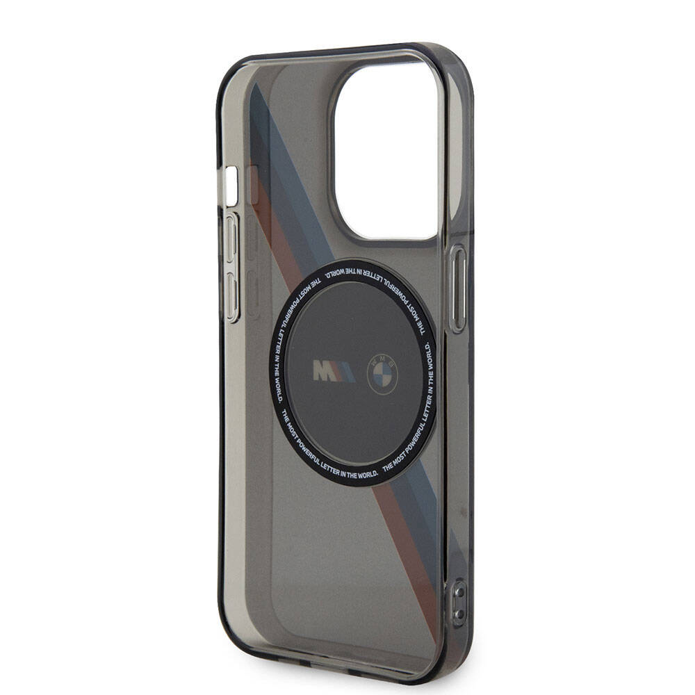 Apple iPhone 15 Pro Kılıf BMW M-safe Şarj Özellikli Transparan Tricolor Stripes Orjinal Lisanslı Kapak