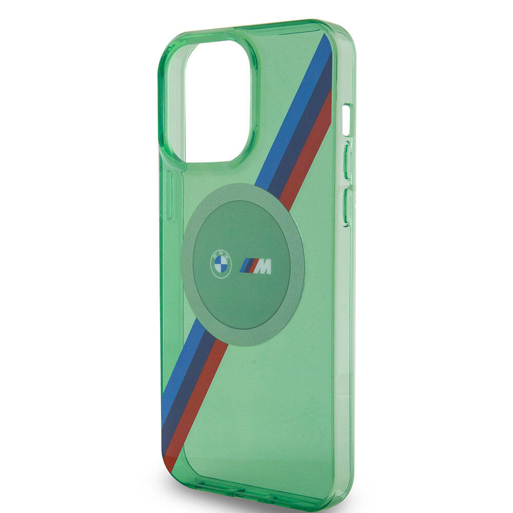 Apple iPhone 15 Pro Kılıf BMW M-safe Şarj Özellikli Transparan Tricolor Stripes Orjinal Lisanslı Kapak