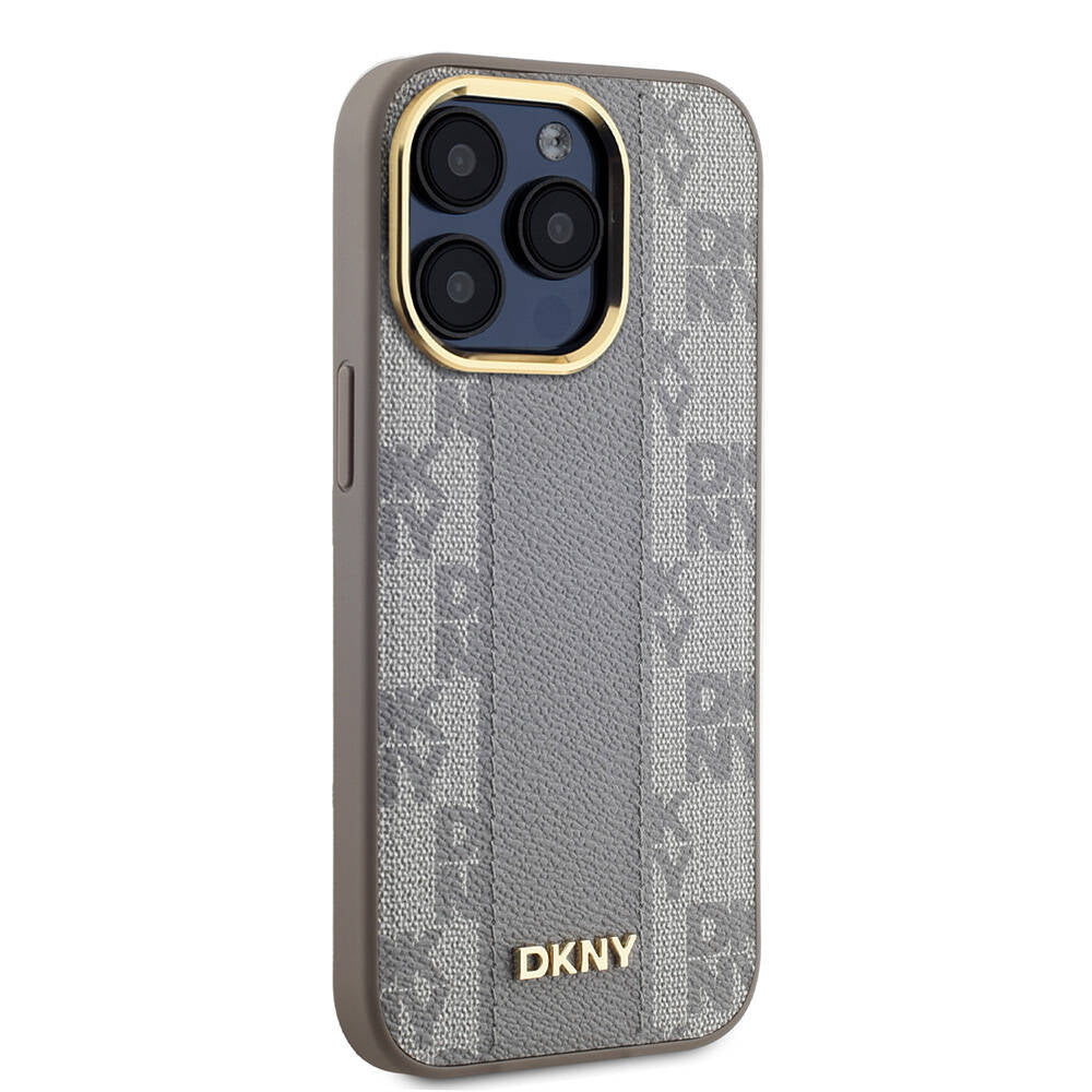 Apple iPhone 15 Pro Kılıf DKNY Orjinal Lisanslı M-safe Şarj Özellikli 3D Yazılı Checkered Pattern Kapak