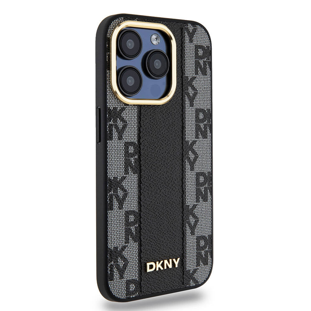 Apple iPhone 15 Pro Kılıf DKNY Orjinal Lisanslı M-safe Şarj Özellikli 3D Yazılı Checkered Pattern Kapak