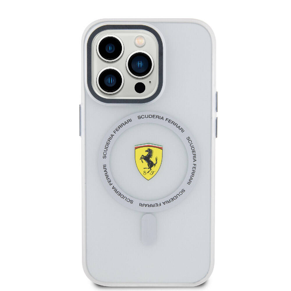 Apple iPhone 15 Pro Kılıf Ferrari Orjinal Lisanslı M-safe Şarj Özellikli Kontrast Bumper SF Ring Kapak