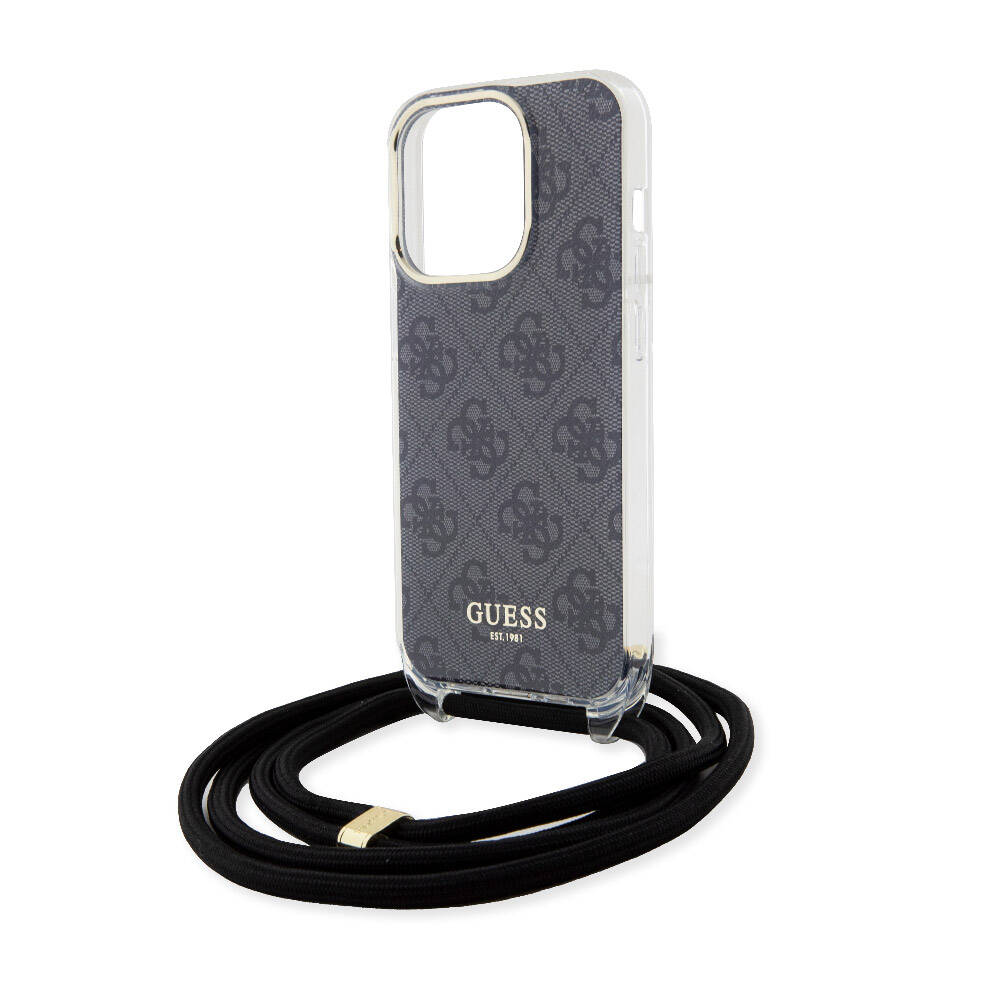 Apple iPhone 15 Pro Kılıf Guess Orjinal Lisanslı Çapraz Kordon 4G Desenli Kapak