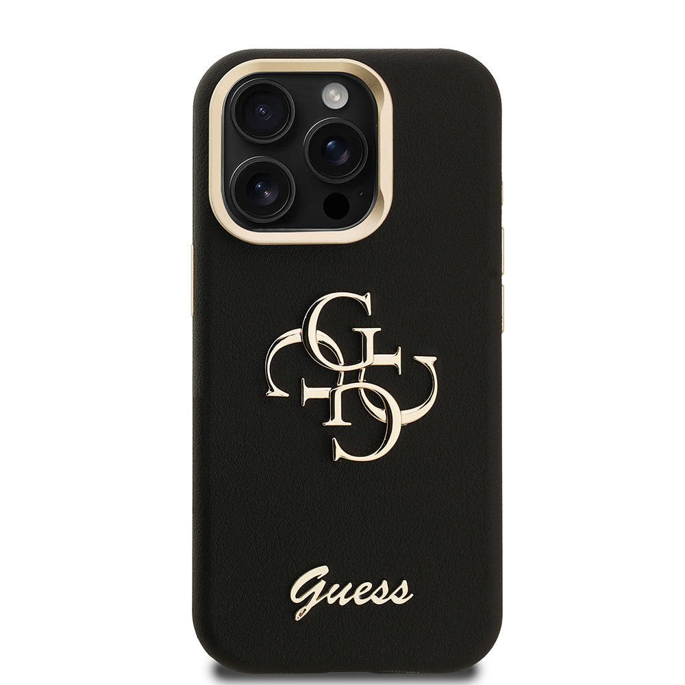 Apple iPhone 15 Pro Kılıf Guess Orjinal Lisanslı Grained Yazı Logolu Kamera Standlı Kapak