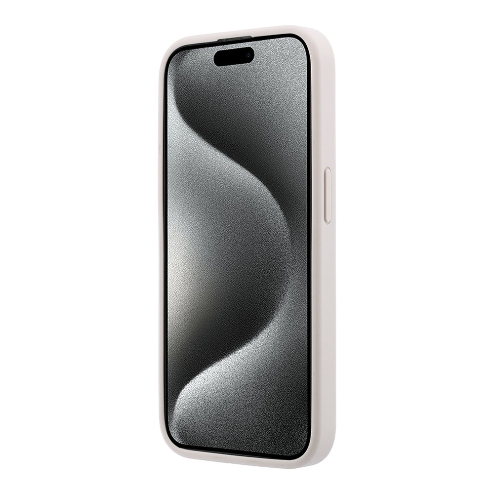 Apple iPhone 15 Pro Kılıf Guess Orjinal Lisanslı M-safe Kabartmalı 4G Desenli Yazı Logolu Kapak