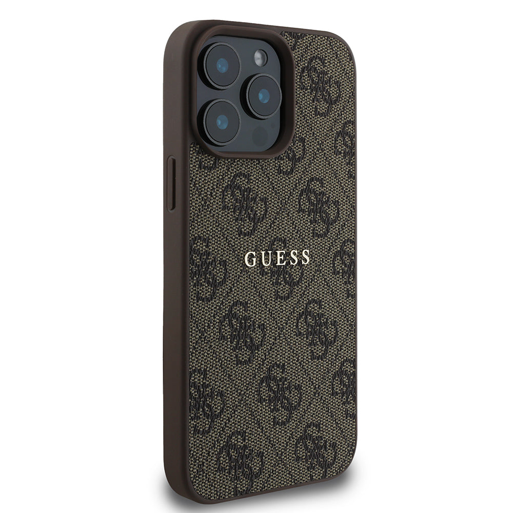 Apple iPhone 15 Pro Kılıf Guess Orjinal Lisanslı M-safe Şarj Özellikli 4G Desen Yazı Logolu Kapak