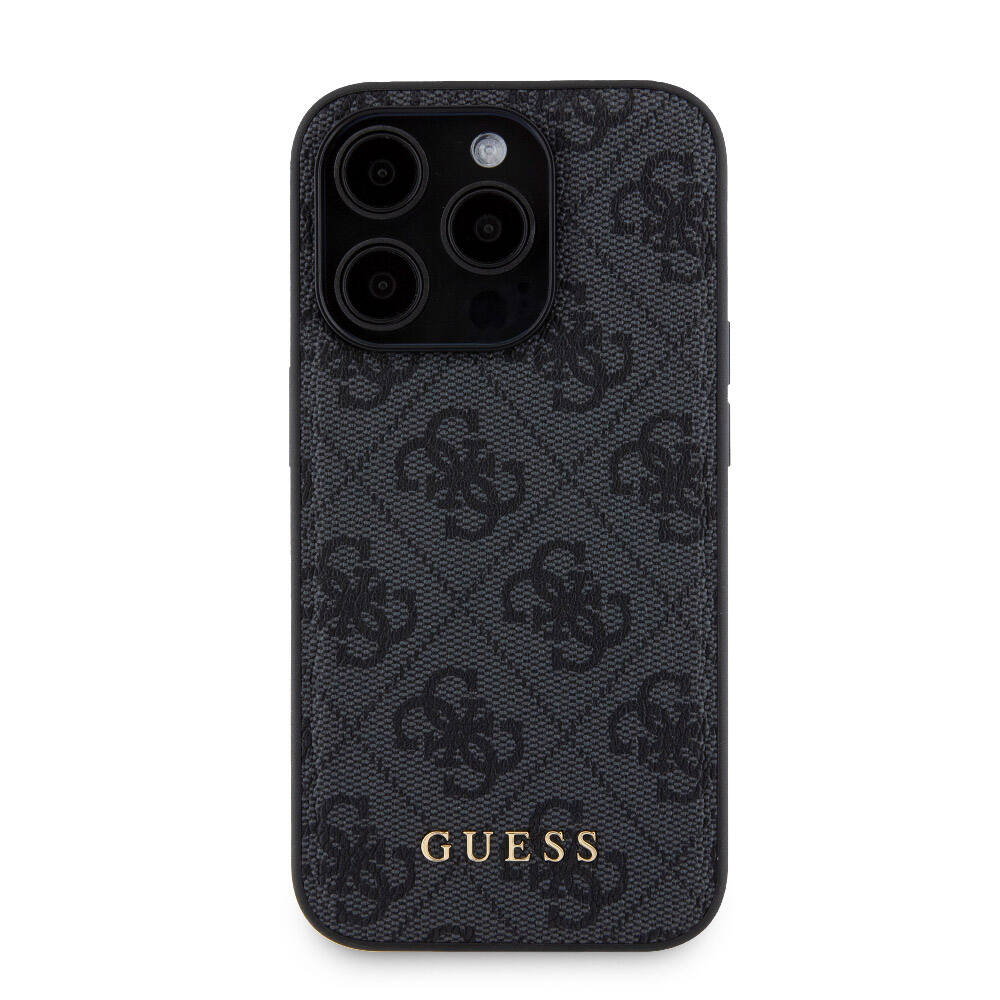 Apple iPhone 15 Pro Kılıf Guess Orjinal Lisanslı M-safe Şarj Özellikli Yazı Logolu 4G Desenli Kapak + Powerbank 5000mAh 2in1 Set