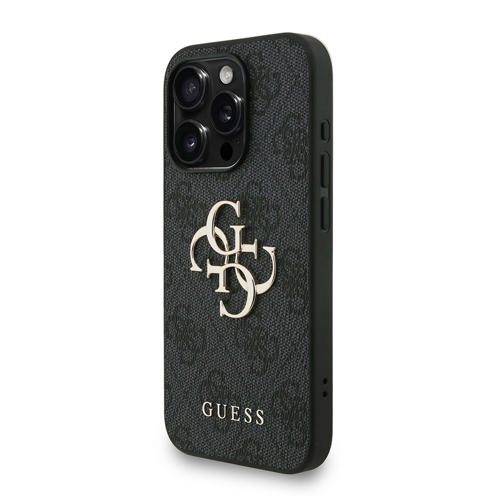 Apple iPhone 15 Pro Kılıf Guess Orjinal Lisanslı PU Deri Bilek Askı İpli Metal Büyük 4G ve Yazı Logolu Kapak