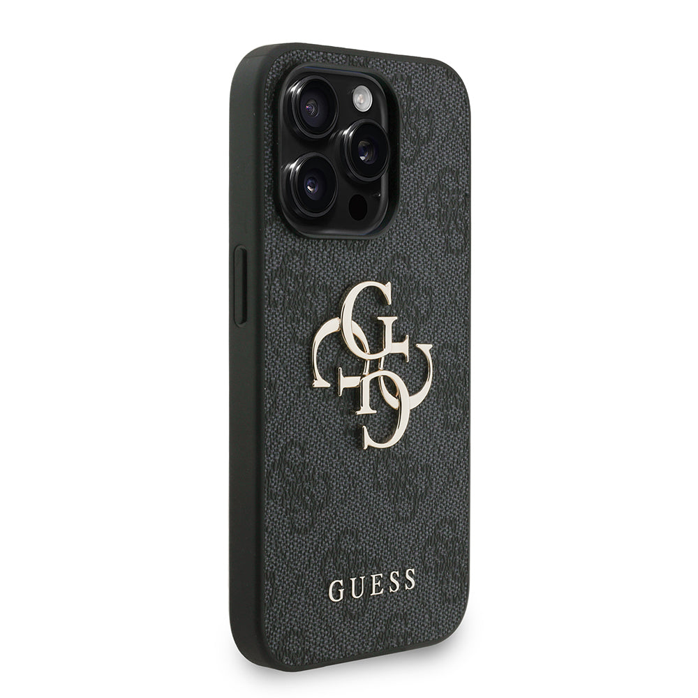 Apple iPhone 15 Pro Kılıf Guess Orjinal Lisanslı PU Deri Bilek Askı İpli Metal Büyük 4G ve Yazı Logolu Kapak
