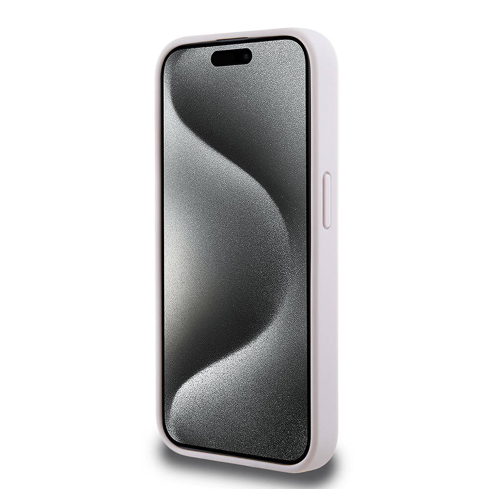 Apple iPhone 15 Pro Kılıf Guess Orjinal Lisanslı PU Deri Yazı ve 4G Metal Logolu Desenli Kapak