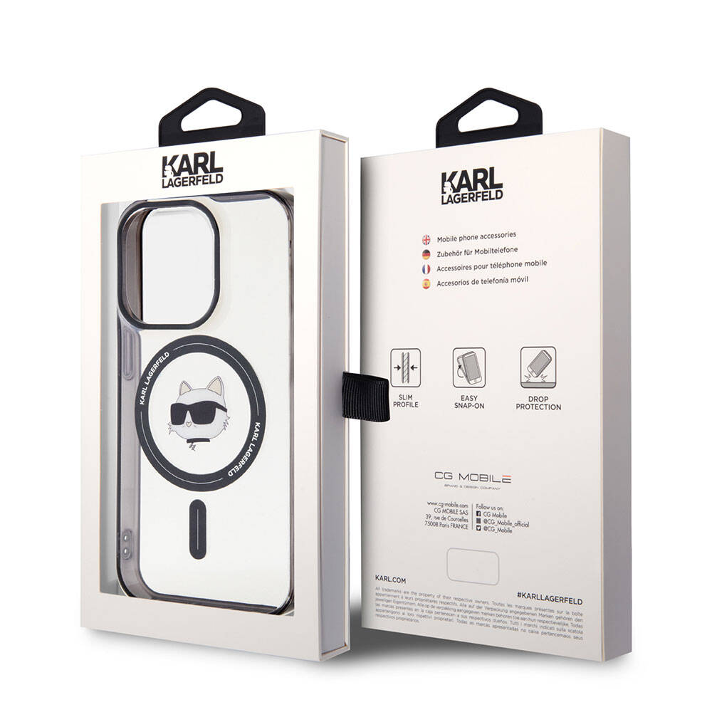 Apple iPhone 15 Pro Kılıf Karl Lagerfeld M-safe Şarj Özellikli IML Choupette Orjinal Lisanslı Kapak