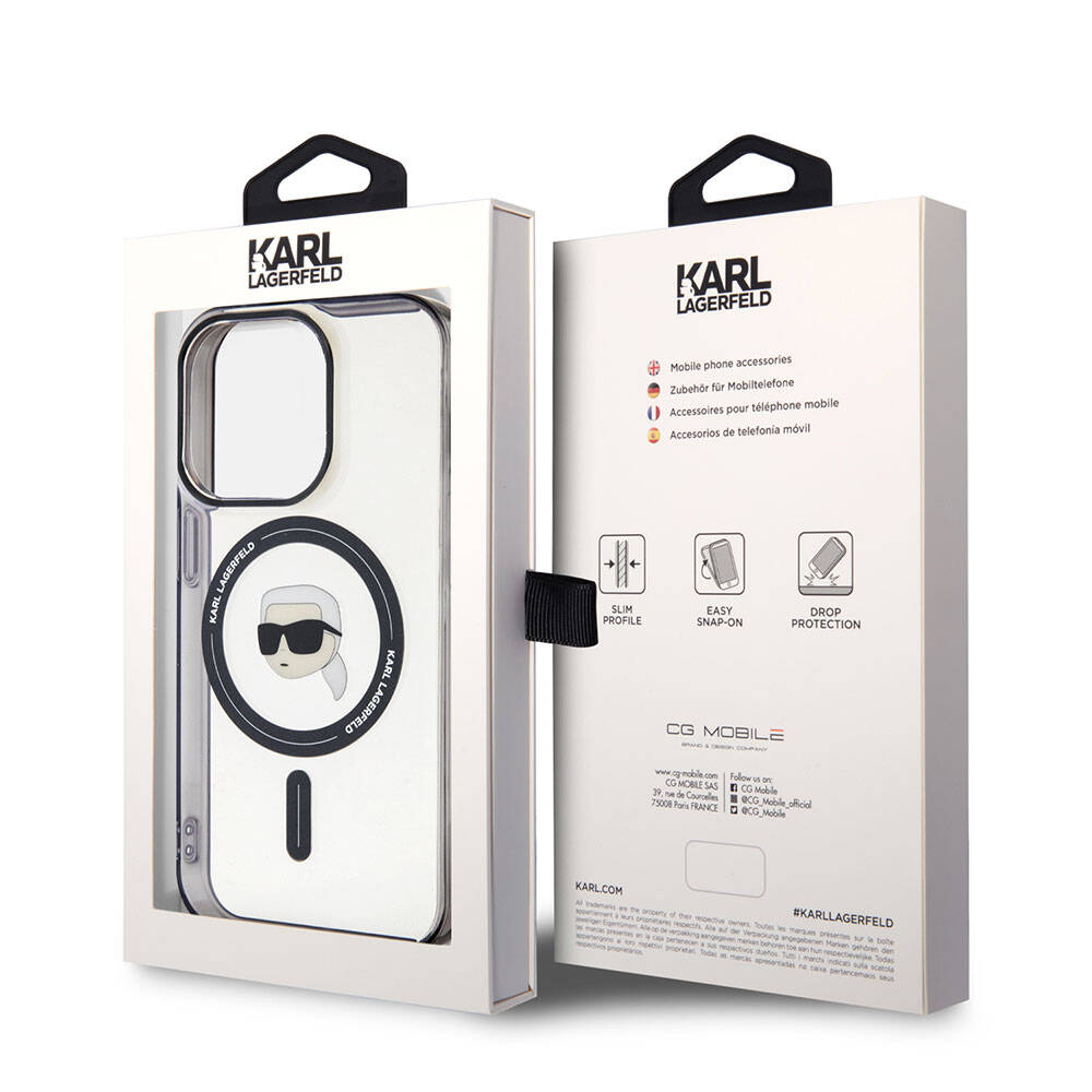 Apple iPhone 15 Pro Kılıf Karl Lagerfeld M-safe Şarj Özellikli IML Karl Orjinal Lisanslı Kapak