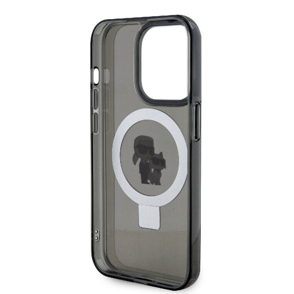 Apple iPhone 15 Pro Kılıf Karl Lagerfeld Orjinal Lisanslı M-safe Şarj Özellikli K&C İkonik Baskılı Ring Standlı Kapak