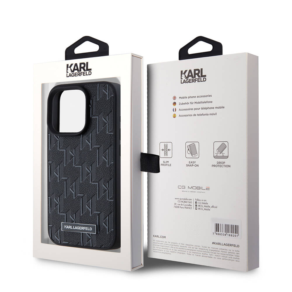 Apple iPhone 15 Pro Kılıf Karl Lagerfeld Orjinal Lisanslı M-safe Şarj Özellikli KL Yazılı Hot Stamp Kapak