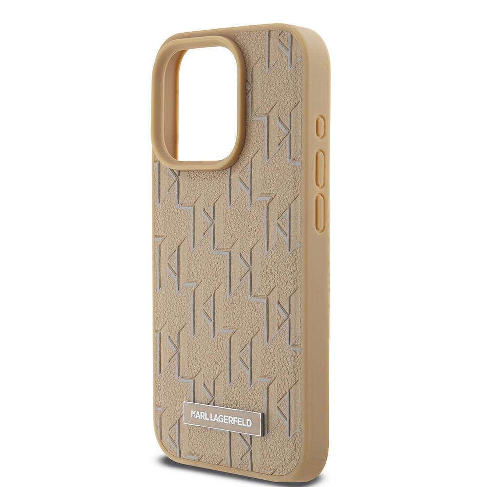 Apple iPhone 15 Pro Kılıf Karl Lagerfeld Orjinal Lisanslı M-safe Şarj Özellikli KL Yazılı Hot Stamp Kapak