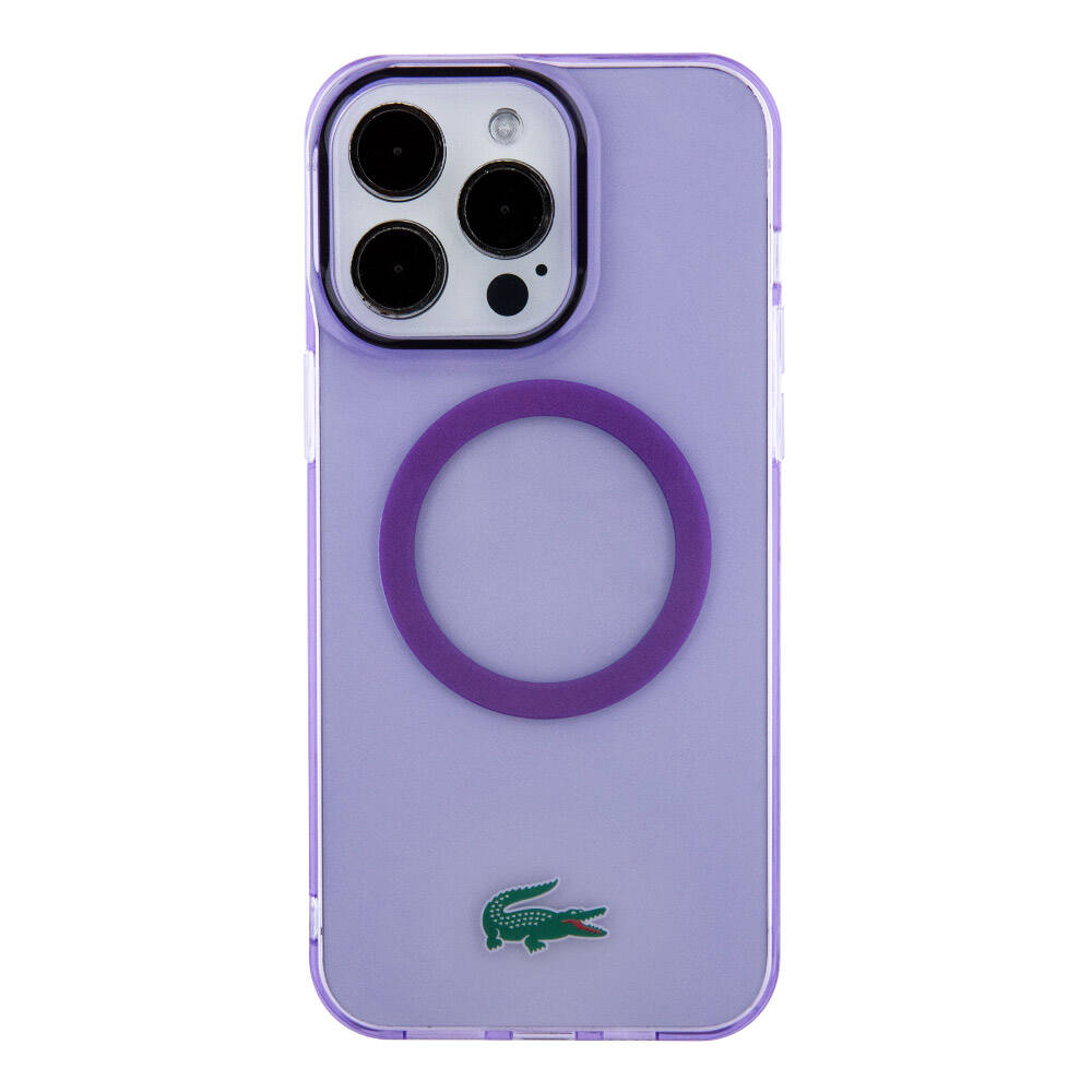 Apple iPhone 15 Pro Kılıf Lacoste Orjinal Lisanslı M-safe Şarj Özellikli İkonik Timsah Logolu Hard Parme Kapak