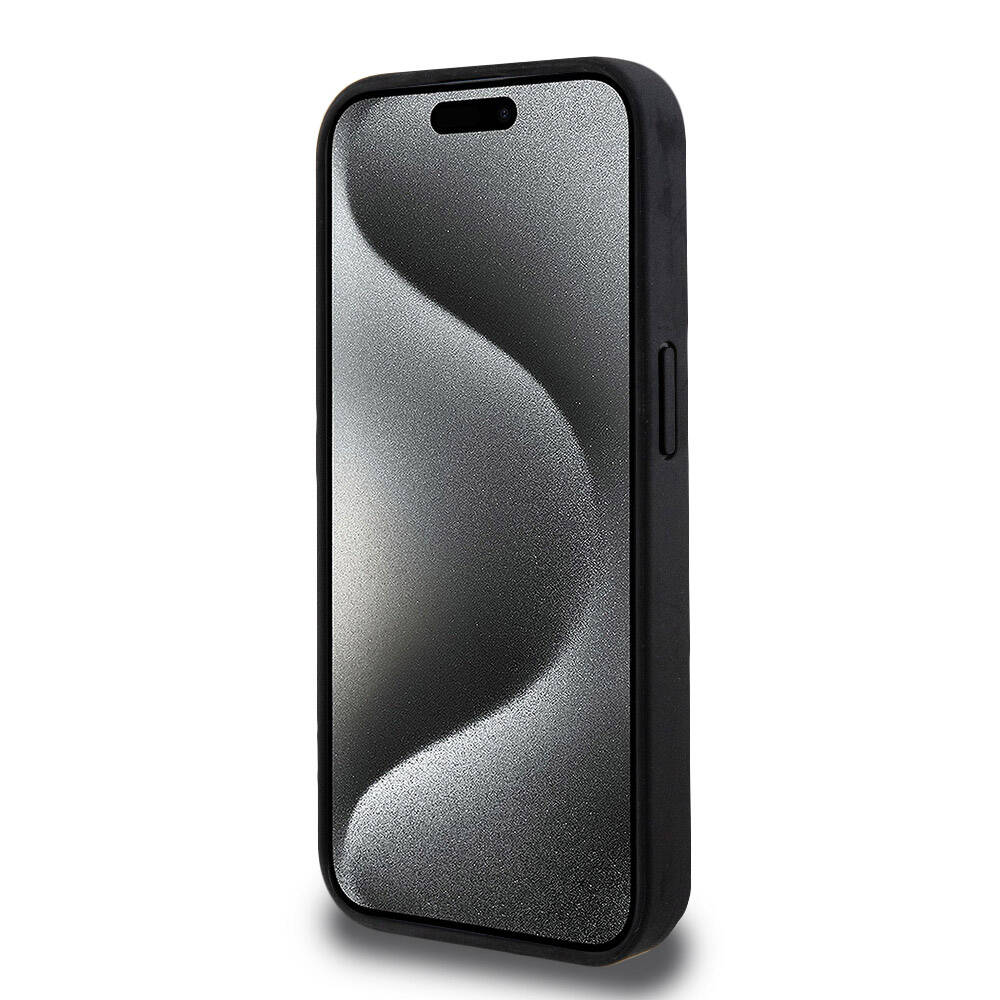 Apple iPhone 15 Pro Kılıf Lacoste Orjinal Lisanslı M-safe Şarj Özellikli PU Deri Görünümlü Kartlıklı Karışık Monogram Desenli Kapak