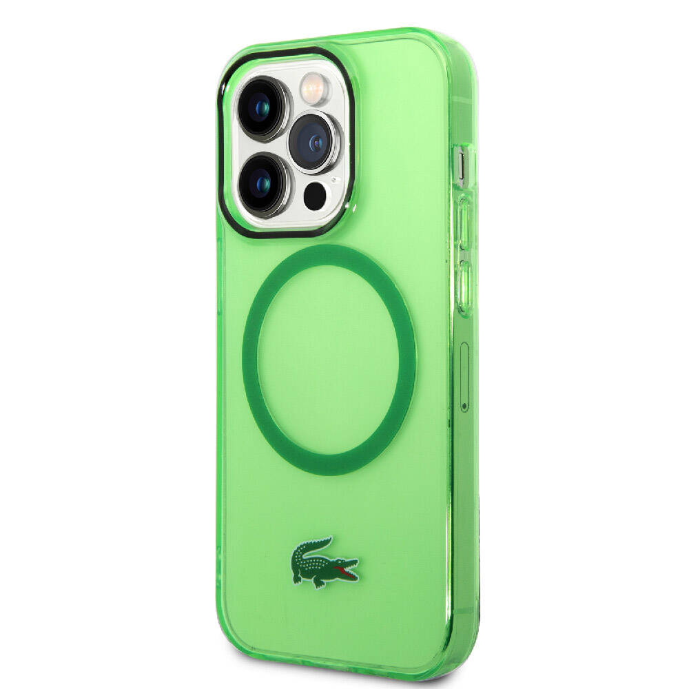 Apple iPhone 15 Pro Kılıf Lacoste Orjinal Lisanslı M-safe Şarj Özellikli Transparan Timsah Logo Baskılı Kapak