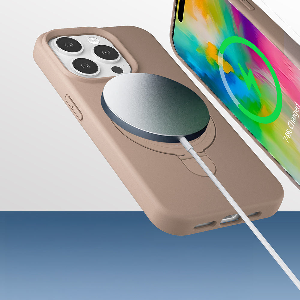 Apple iPhone 15 Pro Kılıf M-safe Şarj Özellikli Standlı Zore Samara Kapak