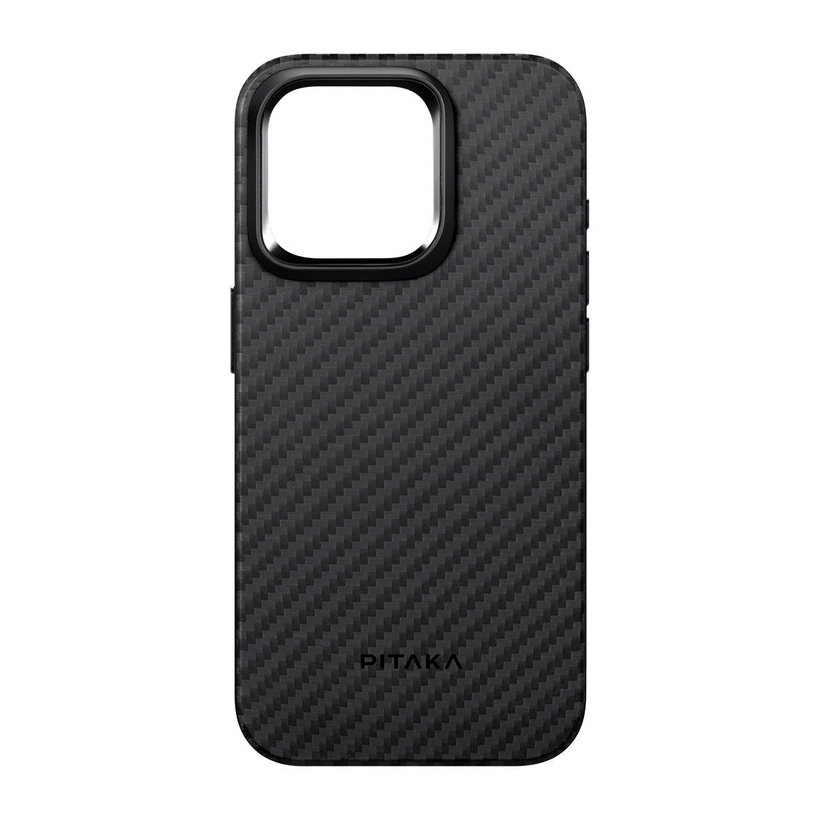 Apple iPhone 15 Pro Kılıf M-safe Şarj Özellikli 1500D Aramid Fiber Pitaka Military-Grade Classic Serisi Black-Grey Twill Kapak