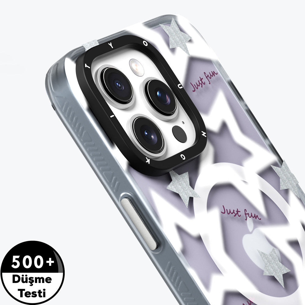 Apple iPhone 15 Pro Kılıf M-safe Şarj Özellikli Airbagli Çift Katmanlı Youngkit Star&Butterfly Serisi Kapak
