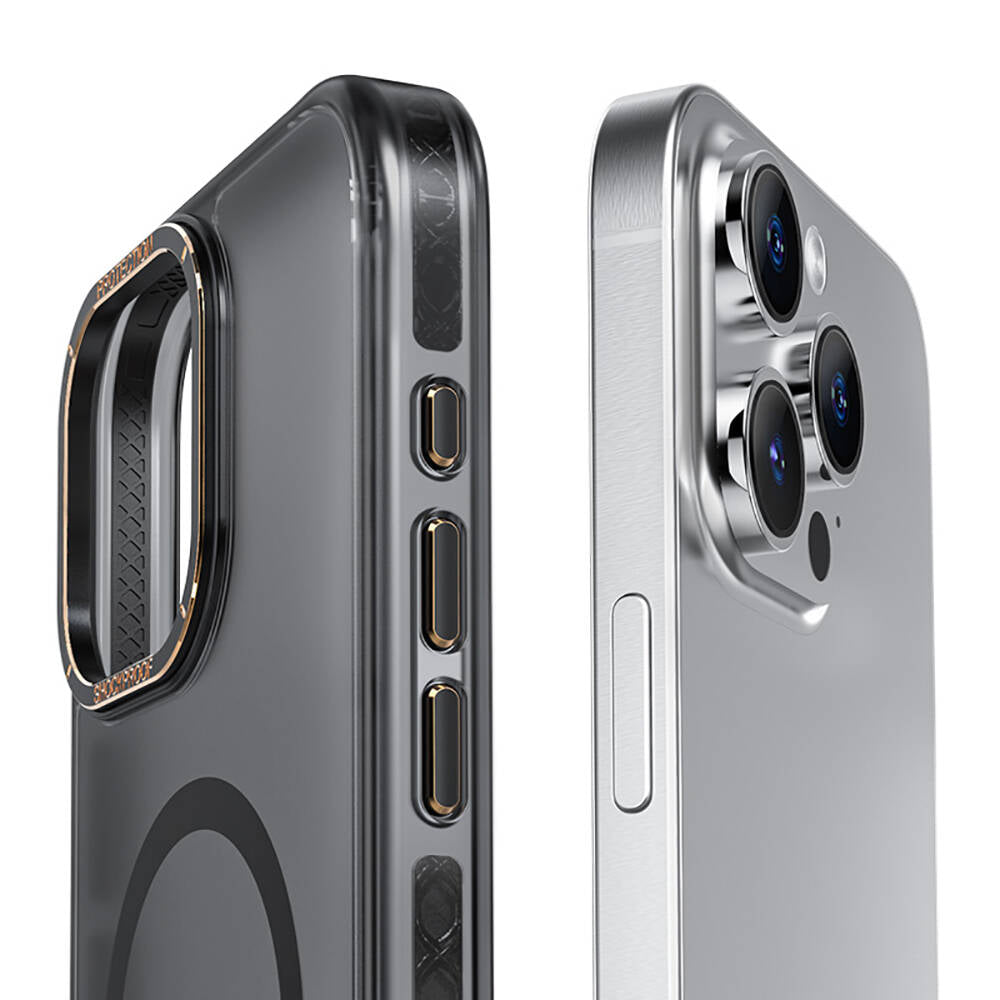 Apple iPhone 15 Pro Kılıf M-safe Şarj Özellikli Cam Arka Yüzey Recci Michelin Serisi Kapak