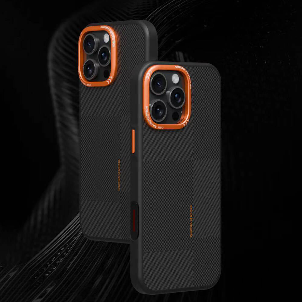 Apple iPhone 15 Pro Kılıf M-safe Şarj Özellikli Karbon Fiber Görünümlü Zore Kamp Kapak
