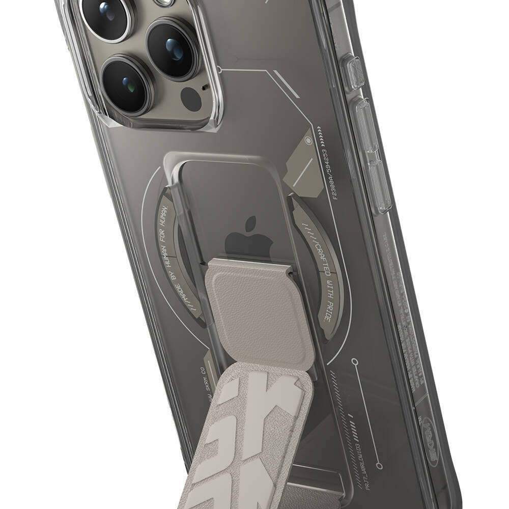 Apple iPhone 15 Pro Kılıf M-safe Şarj Özellikli Teknoloji Desenli Standlı Skinarma Helio Kapak