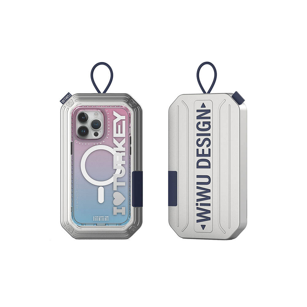 Apple iPhone 15 Pro Kılıf M-safe Şarj Özellikli Transparan Renk Geçişli Wiwu Turkey C Serisi Kapak